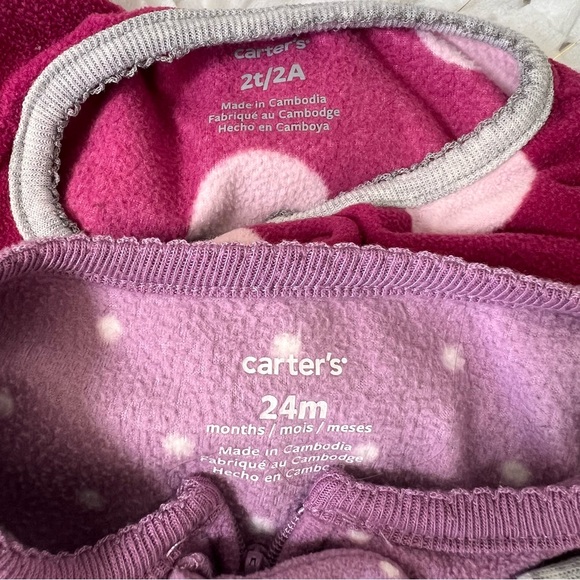 Girls Carter's Fleece One Piece Footed Pajamas SIZE 2T & 24M - Picture 8 of 11